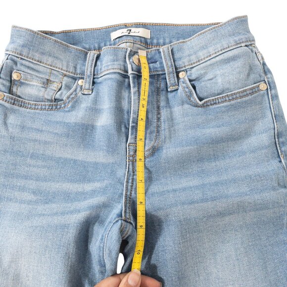 7 For All Mankind Roxanne Ankle W 25 L 26 Straight Light Blue Jeans Raw Hem - Picture 7 of 11